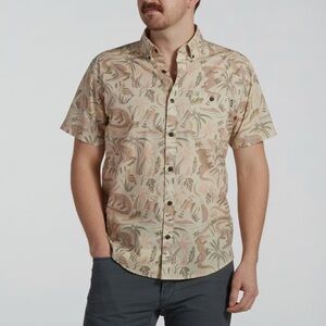 Howler Bros Mansfield Alligator Tropical Print Button Up Shirt Short Sleeve Sz M